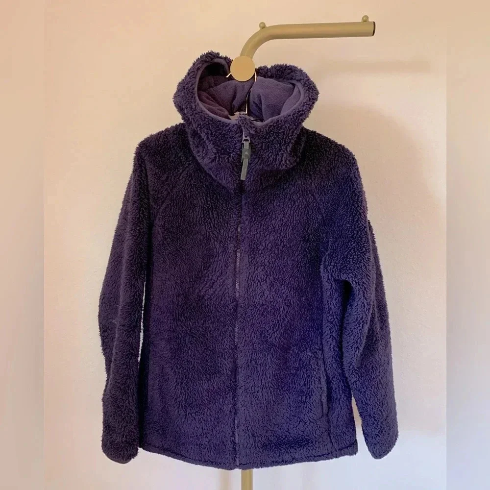 Burton Women's Purple Sherpa Fuzzy Fleece Zip-Up Hoodie Jacket Size S Apres Ski